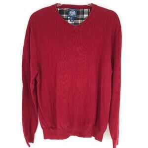 Cambridge Dry Goods Cotton V-Neck Sweater Red L